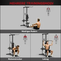 SPORTNOW Optrektoren, Krachttoren voor Optrekken, Roeien, Zonder Gewichten, Fitnessapparatuur voor Thuis, Staal, Kunstleer, Zwart(m-4)