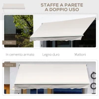 Outsunny Tenda da Sole 2x2.5 m, a Bracci ad Azionamento Manuale, in Alluminio e Poliestere, Crema(m-6)