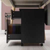 Vinsetto Caisson de bureau à roulettes avec 2 tiroirs coulissants trieur à dossiers 48 x 40 x 59,5 cm noir(m-7)