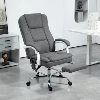 HOMCOM Fauteuil de bureau massant et chauffant chaise de bureau avec hauteur réglable dossier inclinable 66x60x113-121cm gris(m-10)