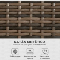 Outsunny Conjunto de Muebles de Jardín de Ratán 3 Piezas Incluye 2 Sillas Mecedoras con Cojines y Mesa Redonda para Terraza Marrón(m-6)