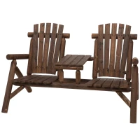 Outsunny Tuinbank met tafel tuinmeubel zitbank 2 stoelen massief hout bruin(m-10)