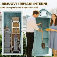 Outsunny Casetta da Giardino Porta Attrezzi in Legno con 3 Ripiani, 77x54.2x179cm, Blu(m-5)