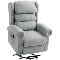 HOMCOM Velvet-Feel Electric Riser Recliner Chair - Grey(m-1)
