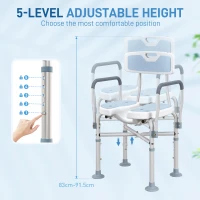 HOMCOM Aluminium Shower Chair, with Padded Seat - Light Blue(m-5)