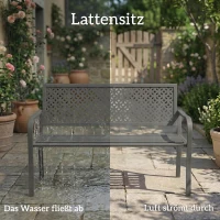 Outsunny Tuinbank 2-zits Metalen Weerbestendige Outdoor Bank met Roestbestendige Rugleuning, Geometrisch tot 240 kg(m-8)