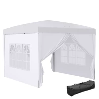 Outsunny Paviljoen, Partytent, 4 afneembare zijwanden, 2 ramen, metalen frame, 2,95 x 2,95 m, Wit(m-11)