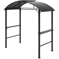 Outsunny Grillpaviljoen met 2 Zijplanken, Haken, Stalen Frame, 1,1 x 2,3m, Donkergrijs(m-10)
