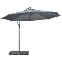 Outsunny Ampelscherm Parasol Tuinscherm, inclusief kruisvoet, weerbestendig, 292 cm x 292 cm x 247 cm, Grijs(m-10)