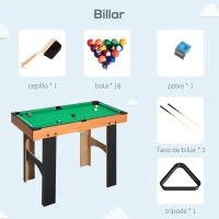 HOMCOM Mini Mesa Multijuegos 4 en 1 para Niños +6 Años Futbolines para Niños Mesa de Billar Mesa de Ping-pong 92x78x80 Natural(m-8)