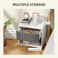 HOMCOM Bedside Table Modern Bedside Cabinet with Drawer and Open Compartment, 45 x 40 x 55, White(m-4)