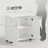 Vinsetto Archivador de Oficina con 2 Puertas Cerradura Estantes para Sala de Estar Estudio 80x40x80 cm Blanco(m-3)