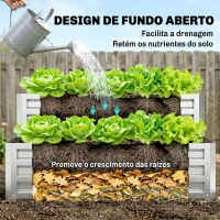 Outsunny Caixa de Cultivo de 2 Níveis em Aço Galvanizado com Design em Escada e Fundo Aberto  120x101x58 cm Prata(m-6)