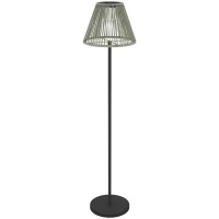 Outsunny Solar Staande Lamp Rotan met Lichtsensor 25 LED-Lichten Solarlamp in Boho-Stijl Ø33 x 135 cm(m-10)
