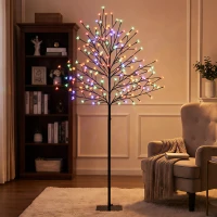 HOMCOM Copac luminos 150 cm cireș artificial iluminat 160 LED și 16 ramuri flexibile, decorațiune interioară și exterioară(m-7)