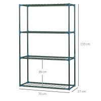 Outsunny plantenrek, set van 2, elk met 4 planken, gecombineerd of afzonderlijk te gebruiken, staal, groen, 70 x 27 x 110 cm(m-3)