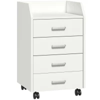 Vinsetto Caisson de bureau rangement sur roulettes 4 tiroirs coulissants MDF et panneaux de particules dim. 40L x 36l x 65H cm blanc(m-16)
