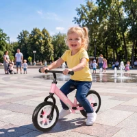 AIYAPLAY Draisienne Enfant 2-5 Ans, Roues Lumineuses, Siège Guidon Réglables, Pneus EVA Silencieux, Charge 50kg, 84x40x57cm, Rose(m-15)