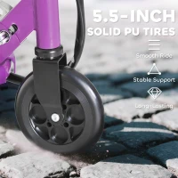 HOMCOM Foldable Electric Kids Scooter, Ride-on for Ages 7-14 Years, Purple(m-7)