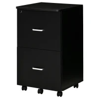 Vinsetto Armadietto da Ufficio con 2 Cassetti e 5 Ruote, Schedario in MDF e Truciolato, 43x45x72 cm, Nero(m-11)