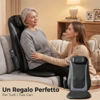 HOMCOM Sedile Massaggiante con Calore, Shiatsu e Impastamento per Schiena, Vibrazione per Fianchi e Cosce, Nero(m-9)