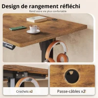 Bureau assis-debout électrique, moteur silencieux avec mémoire 3‑positions et système anti‑collision, 120 × 60 cm, 120x60x72-120 cm, Marron(m-4)