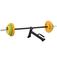 HOMCOM 20kg Adjustable Barbell Weights Set with Barbell Jack, Adjustable Weights Set with Non-slip Handle and Fixing Clip, for Home Gym Strength Training(m-1)