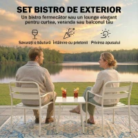 Outsunny Set Bistro pentru Balcon și Grădină, 3 Piese, Alb(m-4)