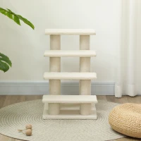 PawHut Dog Steps for Bed 4 Step Pet Stairs for Sofa Dog Cat Climb Ladder 63x43x60 cm Cream(m-8)
