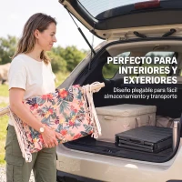 Outsunny Silla Colgante Estampado Floral Hamaca con Cojín Reposacabezas para Interior Exterior 100x106 cm Carga Máx. 100 kg(m-6)