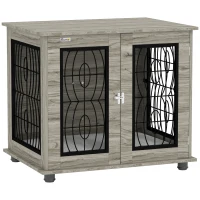 Indoor Dog Crate Furniture End Table with Soft Washable Cushion, Lockable Front Door, for Medium Dogs - Black(m-1)