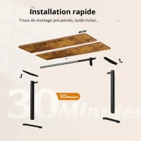 Bureau assis-debout électrique, moteur silencieux, 3 positions mémoire, système anti‑collision, 100×60 cm, 72–118 cm, 100x60x72-118 cm, marron(m-9)