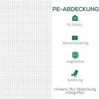 Outsunny Vervangingsfolie voor 6x3x2 m kas, stevig, scheurresistent, 12 ramen, deur, Wit(m-6)