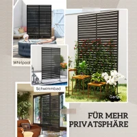 Outsunny Buitenruimteverdeler van Metaal, Lamellenontwerp, Decoratieve Scheidingswand voor Terras, Tuin, Balkon, Zwart(m-6)