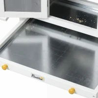 PawHut Kippenhok hout met afsluitbare deur legkast waterdicht PET-dak voor 3-4 kippen, 145x90x92 cm Grijs(m-13)