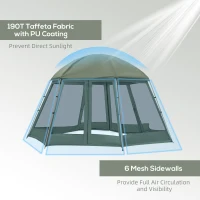 Outsunny Tenda da Campeggio a 2 Ingressi per 6-8 Persone con Borsa, Funi e Picchetti, 493x493x240 cm, Verde(m-5)