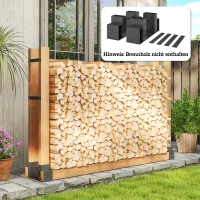 Outsunny Set van 2 brandhouthouders voor binnen – 33,5 x 10 x 15,5 cm, verstelbaar, zwart(m-2)