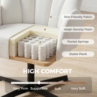 HOMCOM Swivel Accent Chair, Shell-Shaped Armchair with Spring Cushion, Metal Base, Cream White(m-6)
