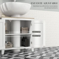 kleankin Mueble para Debajo del Lavabo Armario Bajo con 2 Puertas y Estante Ajustable Estilo Moderno 60x30x60 cm Blanco(m-6)