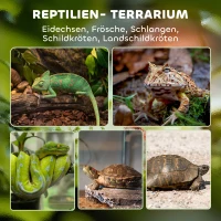 PawHut Glazen Terrarium voor Reptielen, verhoogde & waterdichte bodem, knopvergrendeling(m-4)