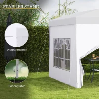 Outsunny Paviljoen, Partytent, 4 afneembare zijwanden, 2 ramen, metalen frame, 2,95 x 2,95 m, Wit(m-6)