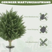 HOMCOM 2-delige set kunstplanten, UV-bestendige cipres kunstplant met 387 bladeren en grondspies, Ø40 x 60H cm, Groen(m-5)