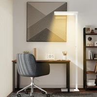HOMCOM LED-vloerlamp, oogvriendelijk licht, vloerlamp met afstandsbediening, verstelbare helderheid, kunststof, metaal, wit(m-8)