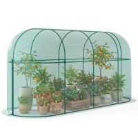 Outsunny Vogelbeschermingsnet, metalen frame, ritssluitingdeur, eenvoudig opzetten en afbreken, 3 x 1 x 1,5 m, groen(m-14)