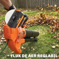 Outsunny Suflantă Aspirator Frunze 3-în-1, 3000W, Tocător, Sac 40L, Ușor, 4 Roți, Curea Reglabilă, Portocaliu(m-6)