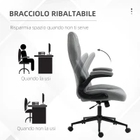 Vinsetto Sedia da Ufficio Ergonomica e Reclinabile ad Altezza Regolabile, 65.5x69.5x112-122 cm, Grigio Chiaro(m-6)