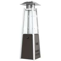 Outsunny Estufa de Gas Butano Portátil 3000W con Temperatura Ajustable Sistema Antivuelco y Ignición por Presión Plata y Bronce(m-11)