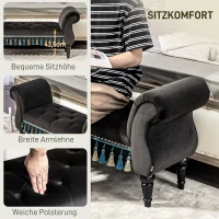 HOMCOM Gestoffeerde bank, zitbank, vintage-design, tot 150 kg, 117x40x58 cm, Donkergrijs(m-6)