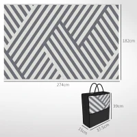 Outsunny Plastic Straw Reversible RV Outdoor Rug with Carry Bag, 182 x 274cm, Grey and Cream(m-3)