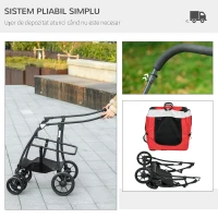 PawHut Cărucior pentru câini de talie mică și mini cu 2 lese și husă de depozitare, 81x58x97.5 cm(m-7)